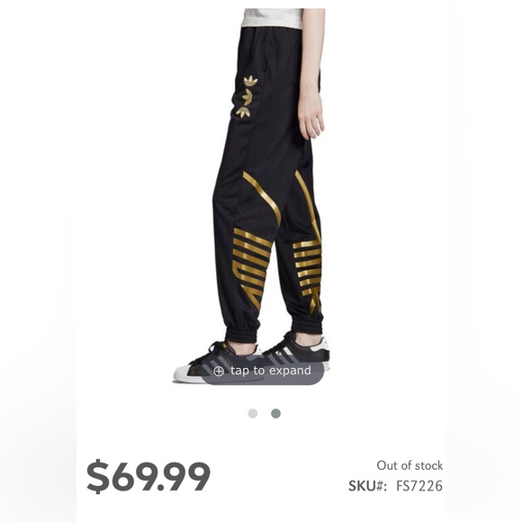 Adidas black and gold track joggers size xs - Picture 2 of 8